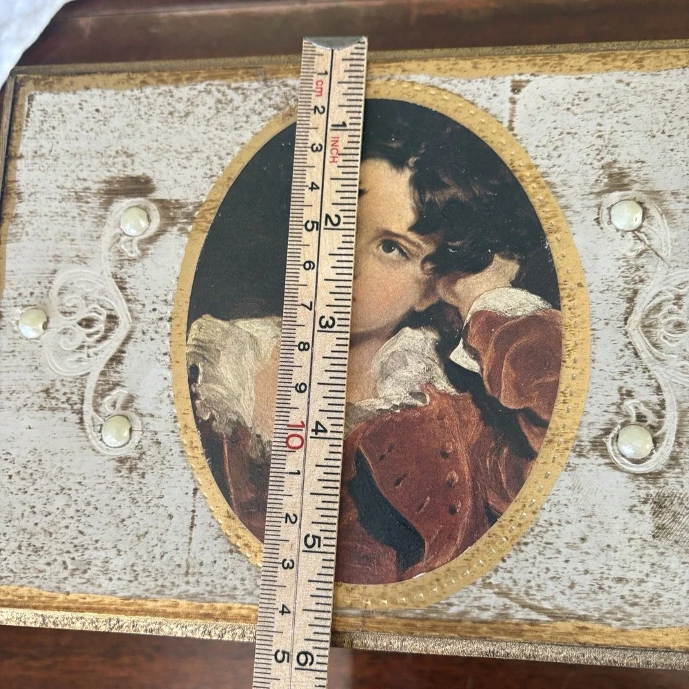 Vintage Music Box Jewelry Box Velvet Lined Victorian Portrait Japan